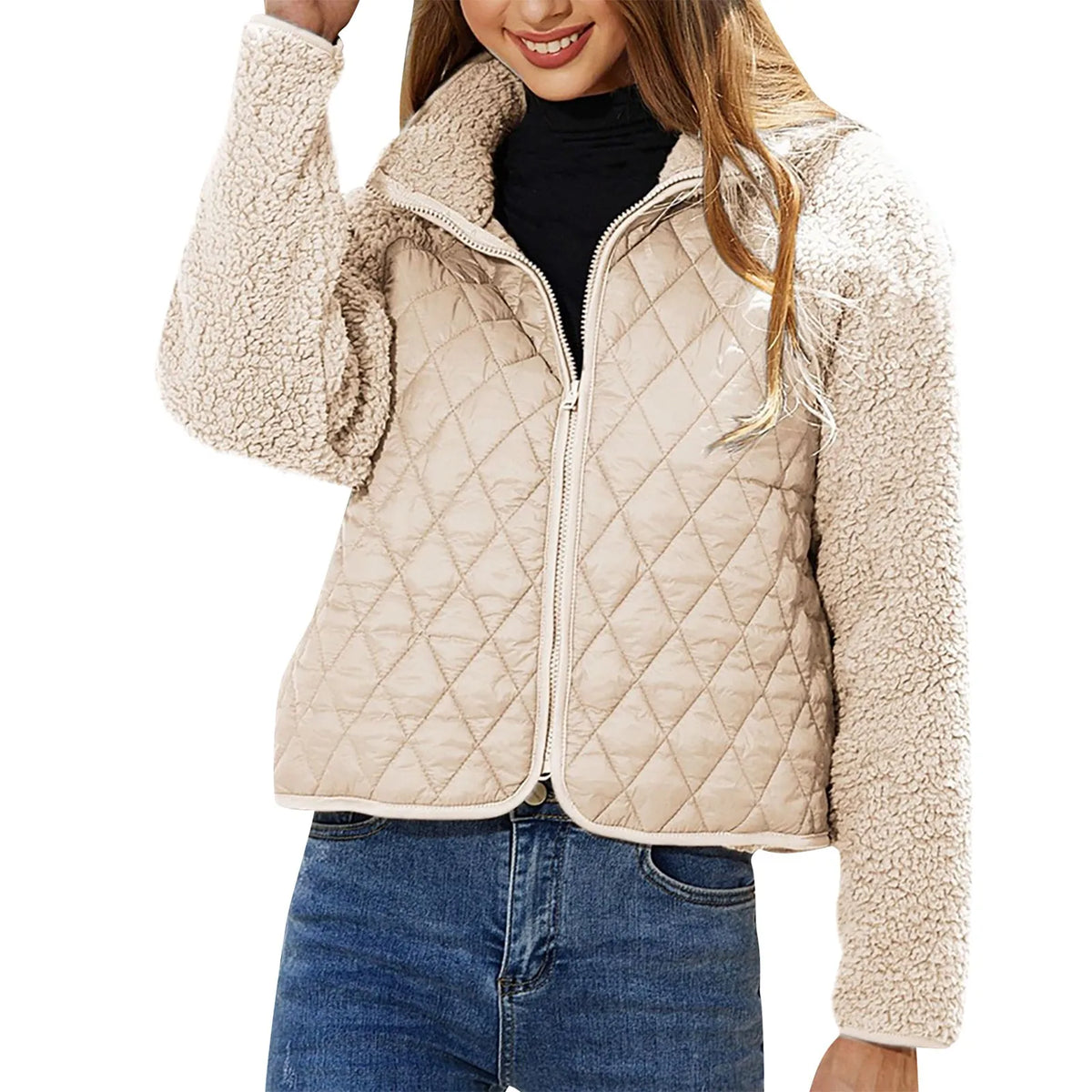 Damenjacke Crop Teddy-Bomberjacke Modernes Design Weiches Material 5
