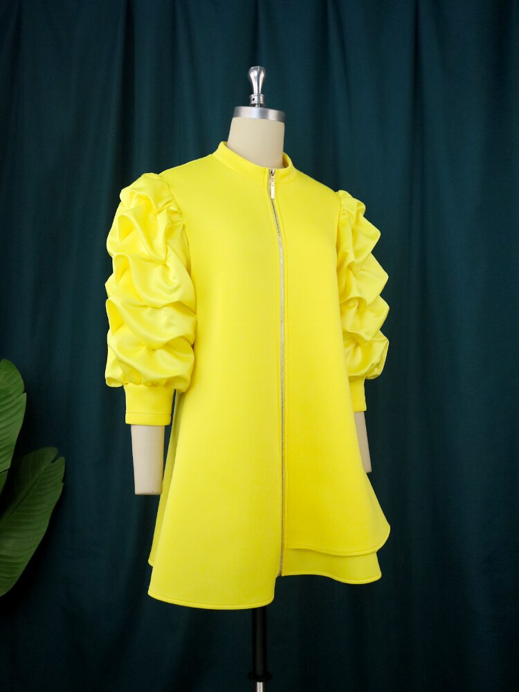 Damen-Minikleid, leichte Baumwolle, Puffärmel, gerader Schnitt-2