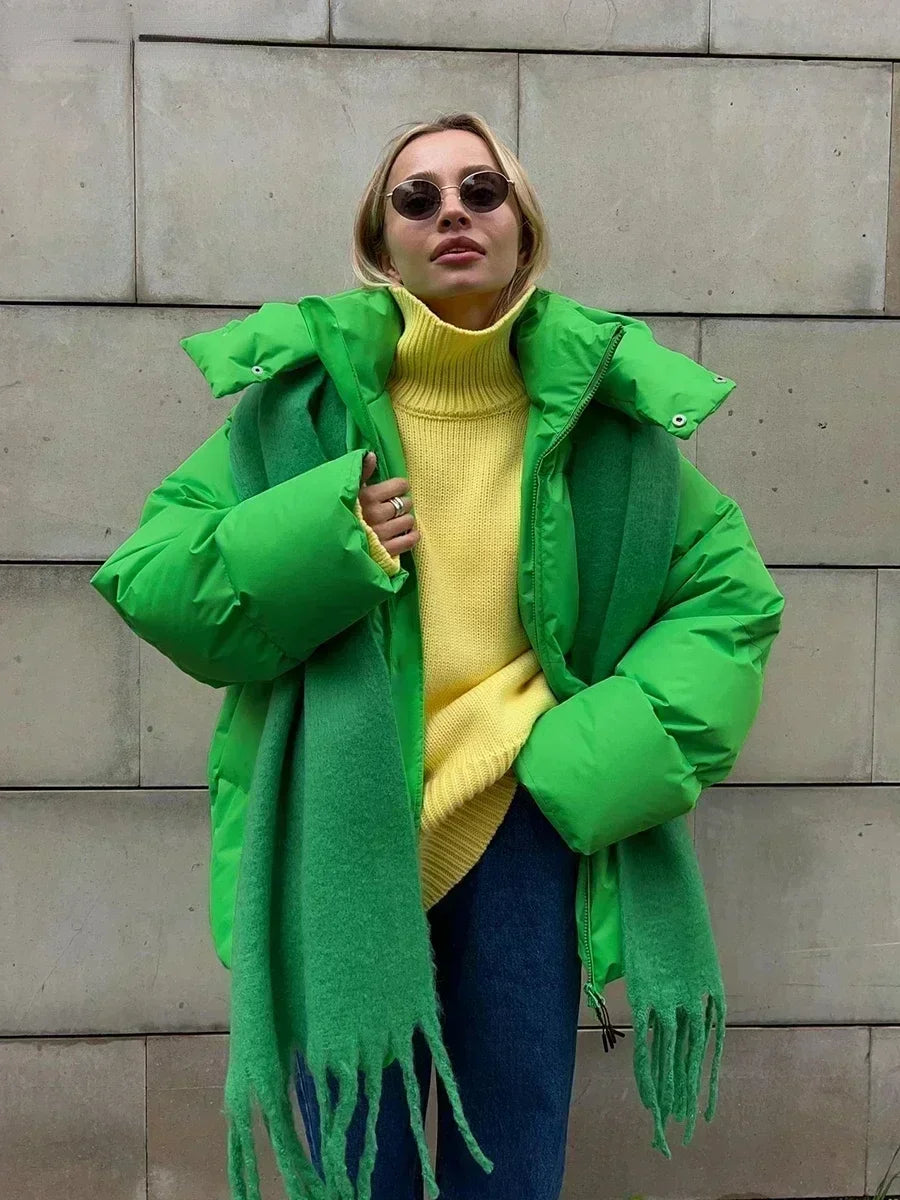 Variant image for Damen-Lange Winterjacke, Gesteppter Oversized, Polyester-13