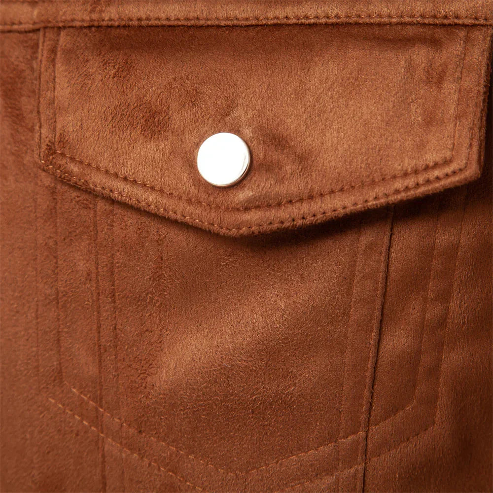 Damenjacke Herbstjacke aus Wildleder für Damen Elegant und bequem-4