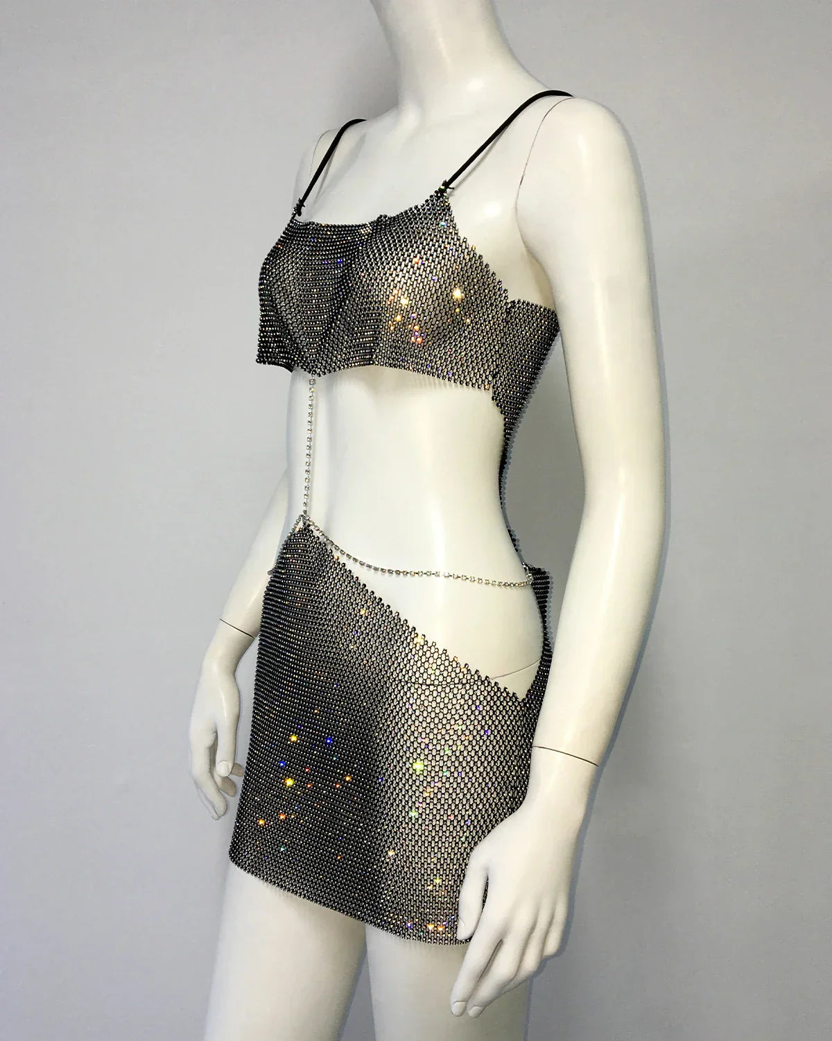 Damen-Minikleid, Spaghettiträger, Polyester, lässige Passform-4