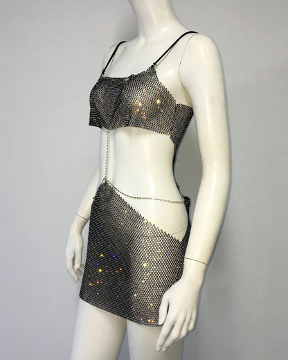 Damen-Minikleid, Spaghettiträger, Polyester, lässige Passform-4