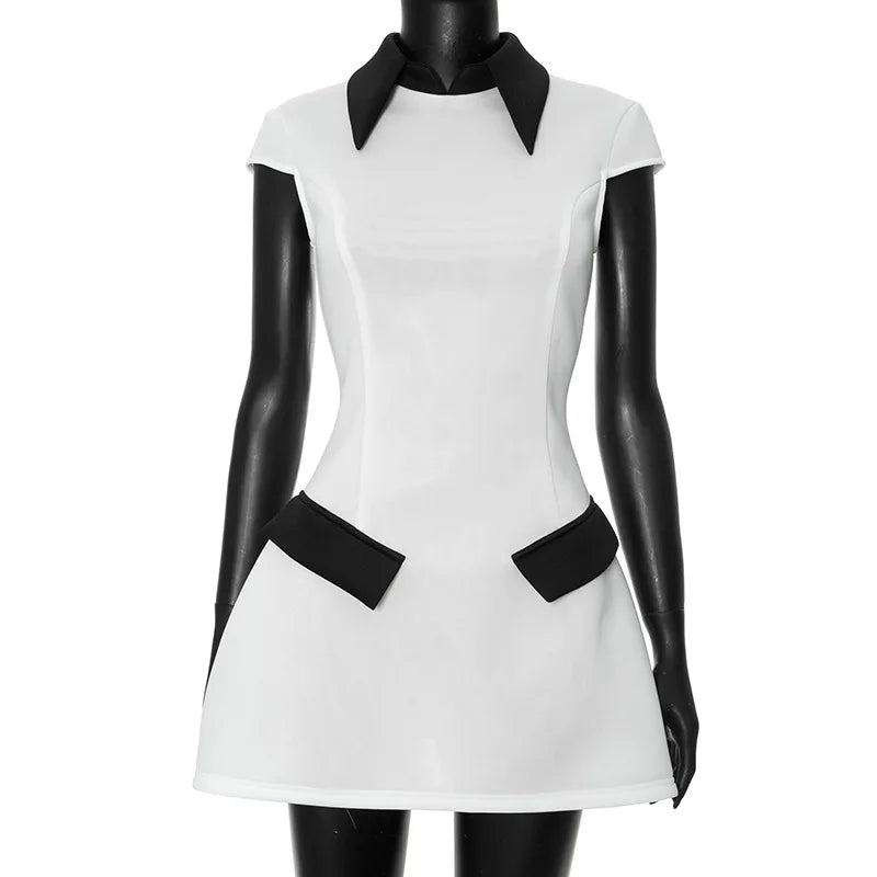 Damen-A-Linien-Minikleid, kurz, Polyester-5