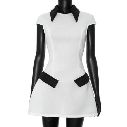 Damen-A-Linien-Minikleid, kurz, Polyester-5