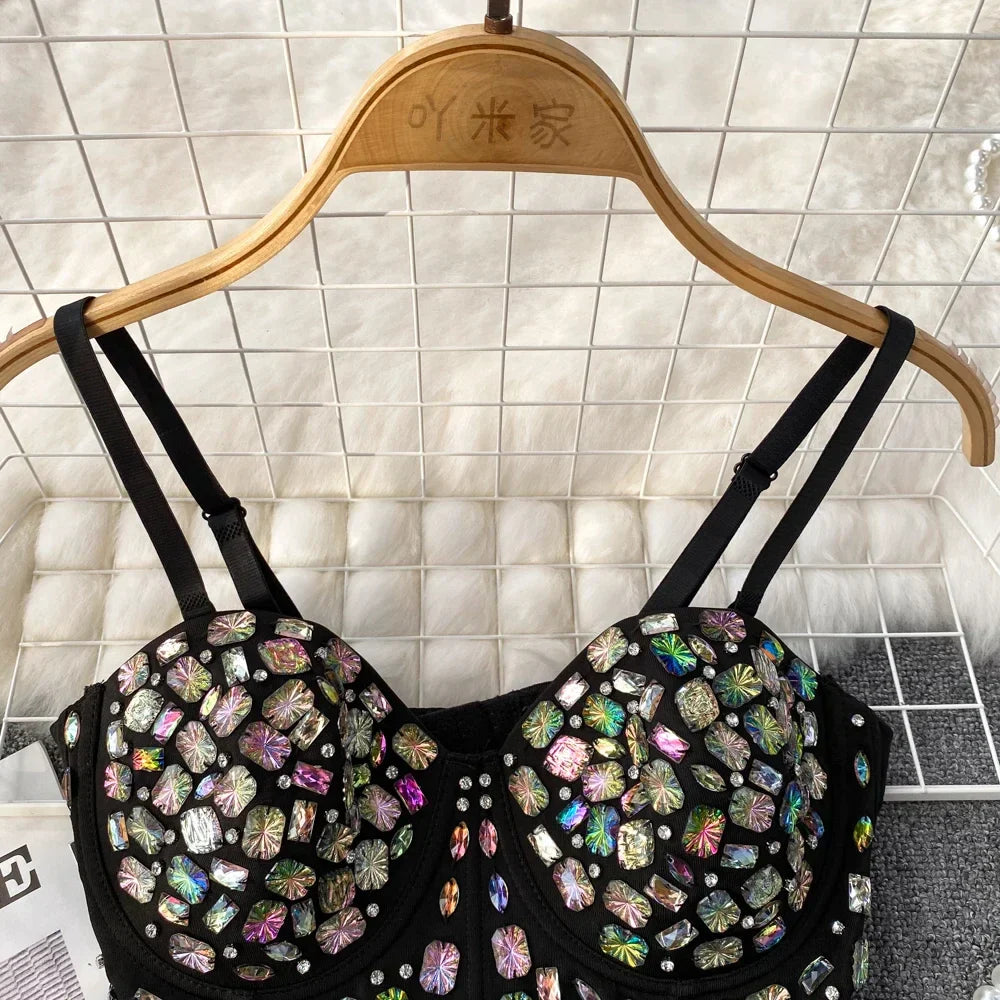 Damen-Bustier, geometrisches Design, Polyester, mit Perlendetails-2