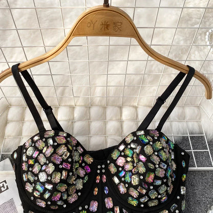 Damen-Bustier, geometrisches Design, Polyester, mit Perlendetails-2
