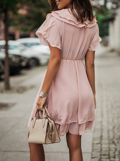 Damen-Minikleid, Rüsche, Polyester und Baumwolle 3