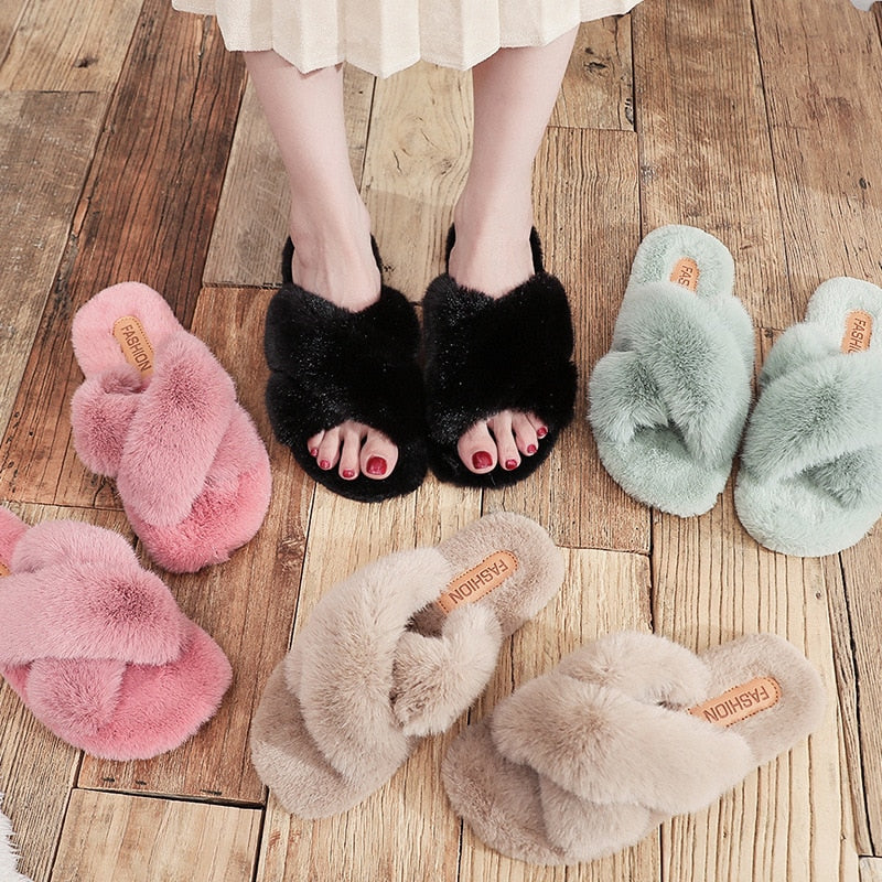 Damen Winterpantoffeln Plüsch Design Rutschfeste Sohle-3