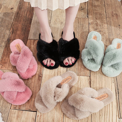 Damen Winterpantoffeln Plüsch Design Rutschfeste Sohle-3