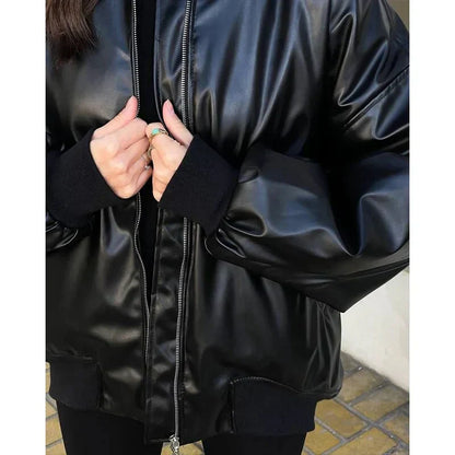 Herren-Bikerjacke, locker, geschnittenes Leder-6
