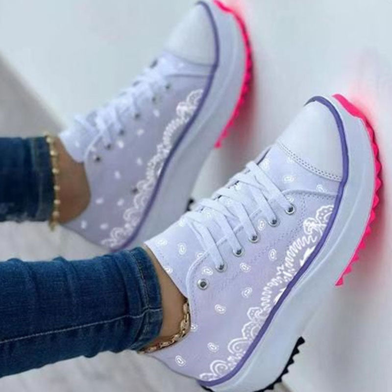 Damen Sneakers Geblümtes Design Canvas-1