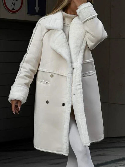 Damen-Mantel Lang Kunstfell Elegant-2