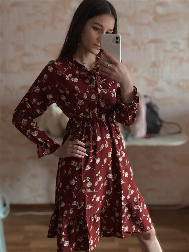 Variant image for Damen-Midi-Kleid, eckiger Ausschnitt, Baumwolle, Chiffon-7