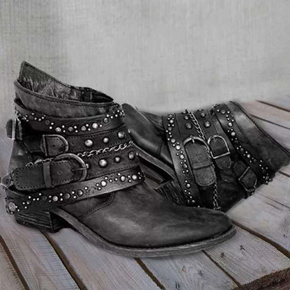 Damen-Stiefel, Vintage elegantes Leder, nachhaltiges Design-2
