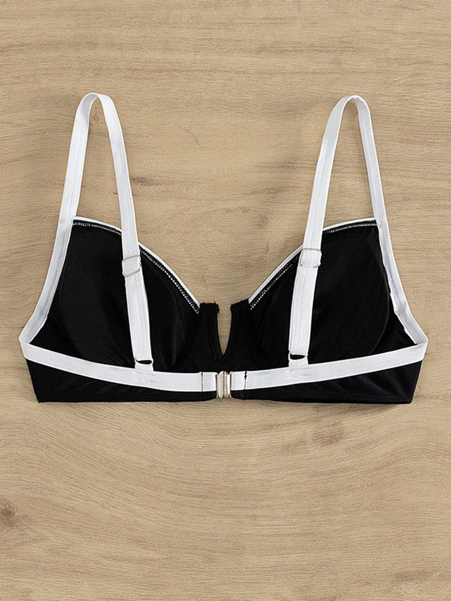 Damen Bikini-Set Blockfarbe Spandex Polyester Hohe Taille-5