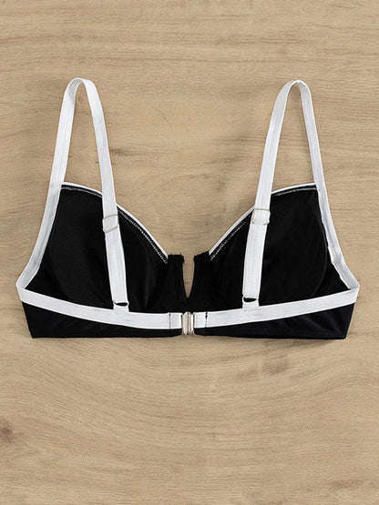 Damen Bikini-Set Blockfarbe Spandex Polyester Hohe Taille-5
