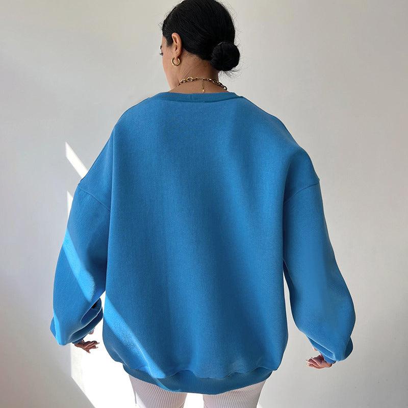 Damen-Hoodie Lässig Polyester-Mischung mit Rundhalsausschnitt-3