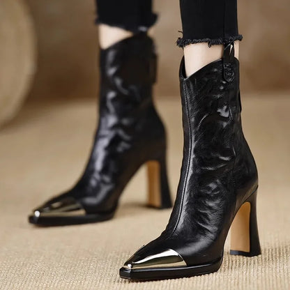 Damen Ankelstiefel Modern PU Eckige Zehenpartie Design 2