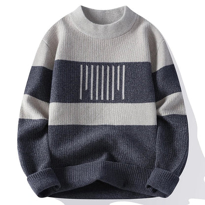 Gestreifter Damen-Strickpullover mit Rundhalsausschnitt aus 100 % Acryl -4