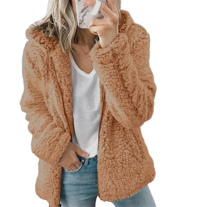 Damen-Mantel, Teddy, Fleece, mit Taschen, und Reißverschluss 5