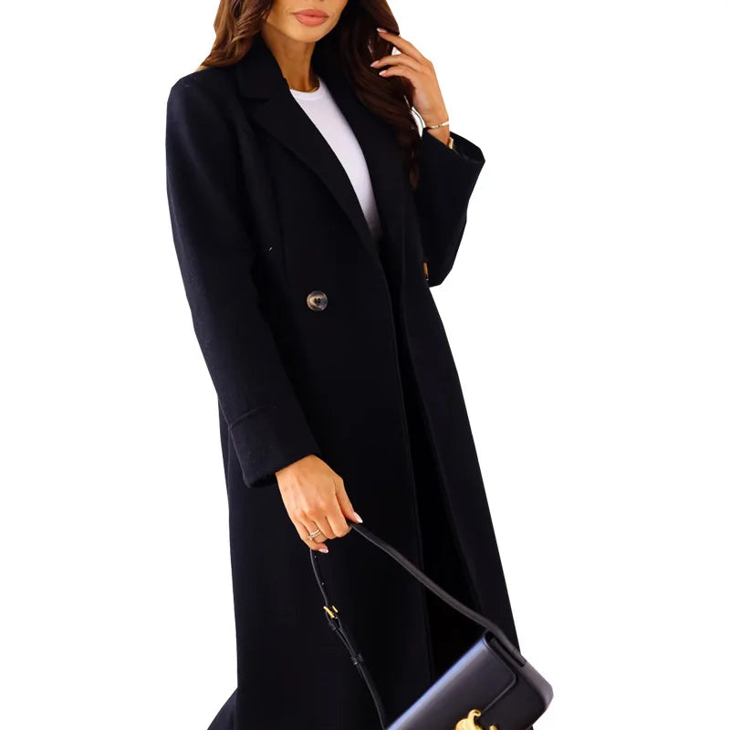 Damen-langer Mantel, elegantes Polyester-5