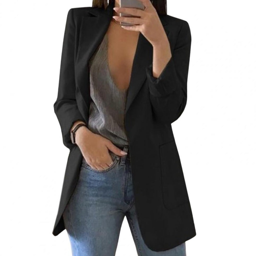Damen Blazerjacke mit Große Taschen Polyester 1