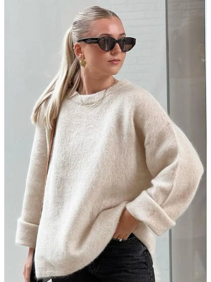 Damen-Wollpullover, Oversized, weich und bequem-3