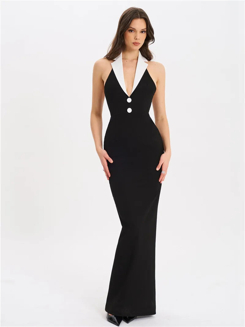 Variant image for Damen-Maxikleid, maßgeschneidertes Polyester, Elasthan, langes Kleid-1