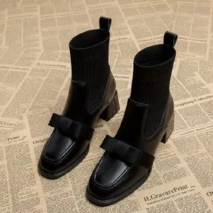 Damen Ankelstiefel Slip-On PU mit Gummisohle 13