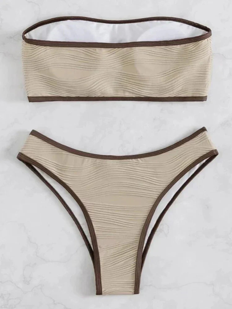 Damen Bikini-Set Hohe Taille Polyester Elastan-2
