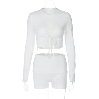 Damen-Loungewear-Set aus Spandex und Polyester mit Crop-Top und langen Ärmeln – komfortables und stilvolles Set für entspannte Tage 6