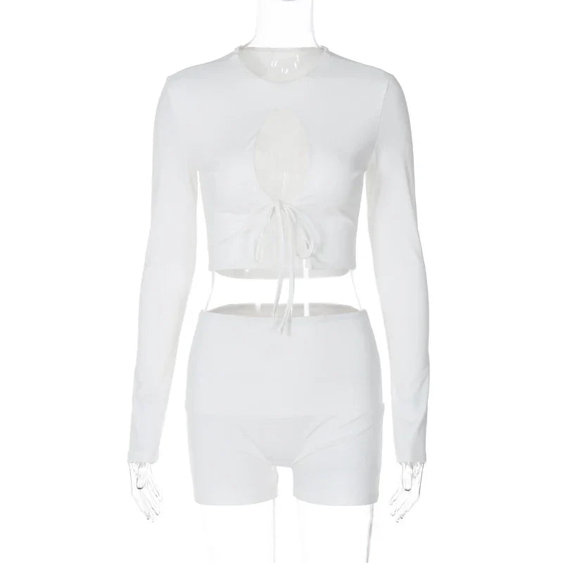 Damen Loungewear-Set aus Spandex und Polyester mit Crop-Oberteil und langen Ärmeln – bequemes und stilvolles Set für entspannte Tage 8