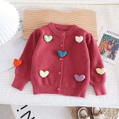 Variant image for Mädchen-Strickjacke, 3D, Herz, weiche Faser-15