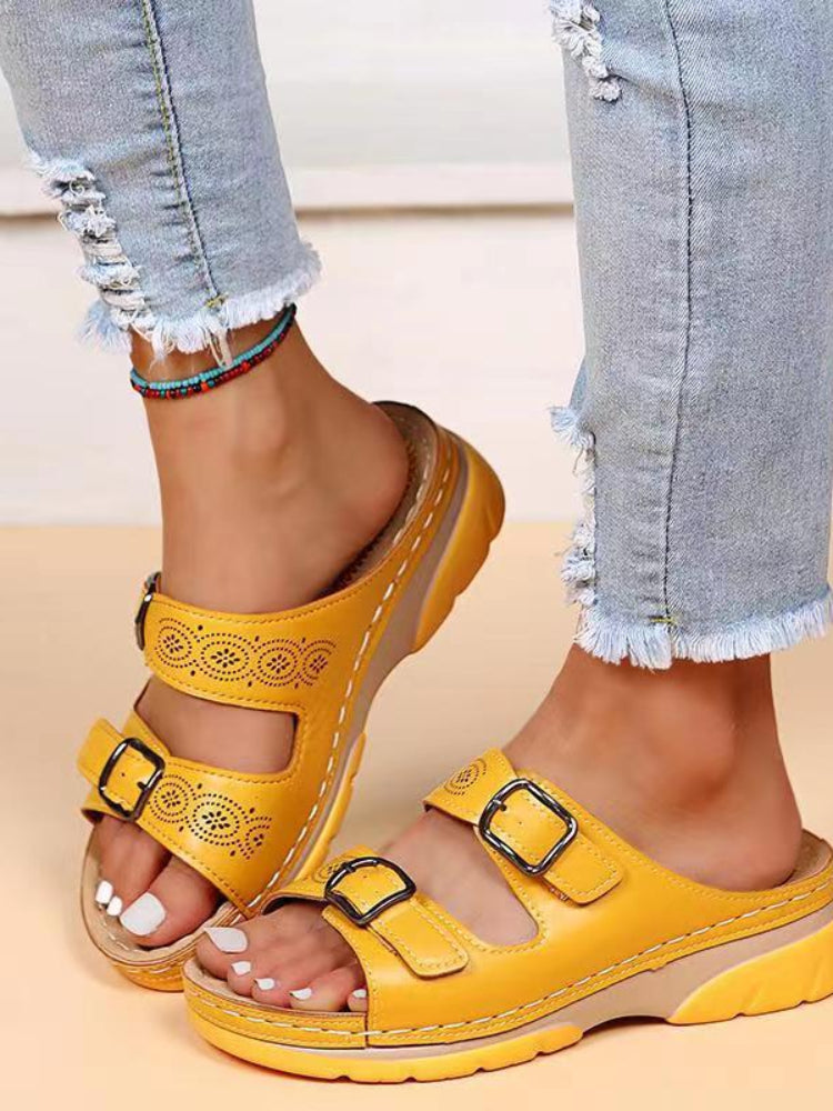Damen-Sandalen, verstellbar, synthetisches Leder 5