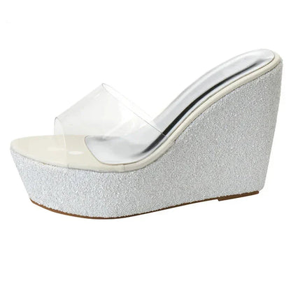 Damen-Keilsandalen Plateau PU Offene Zehenpartie 3-5 cm-1