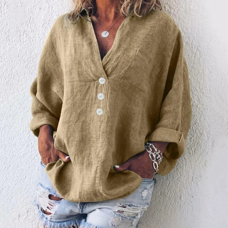 Damen-Leinenbluse, leicht und Luftiges Design-5