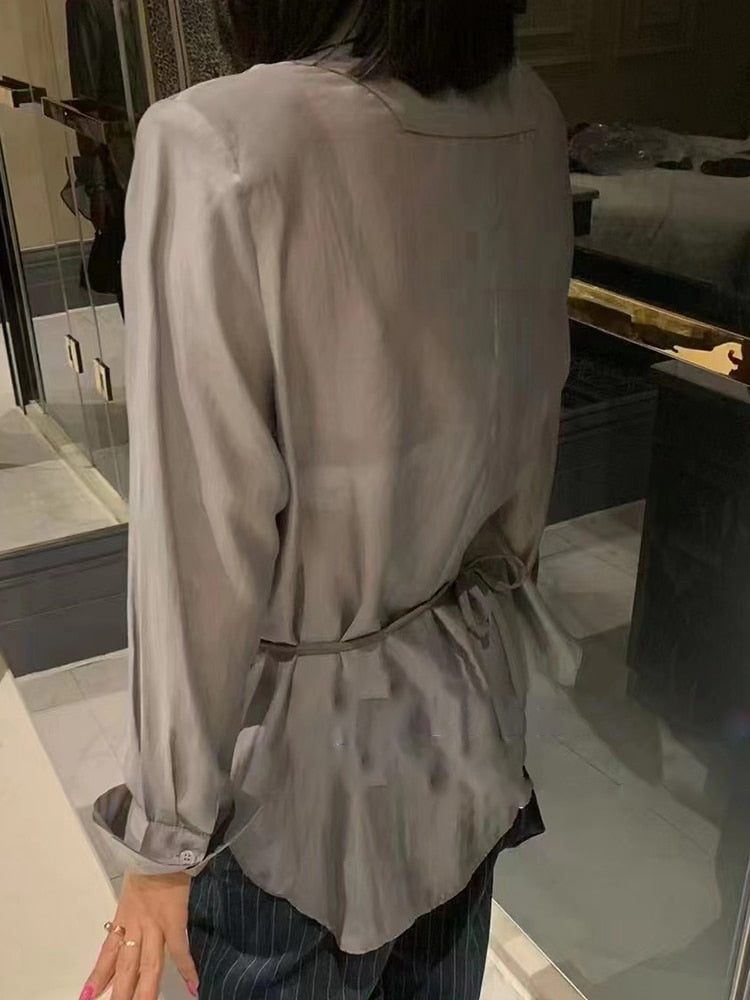 Damen Blazer Lange Ärmel Zeitlose Baumwolle-3