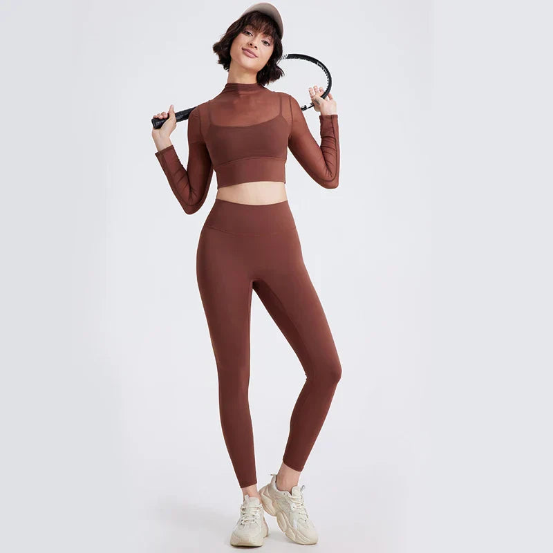 Variant image for Damen-Leggings-Set, Dehnbares Nylon, Elegante Hoche Taille-13