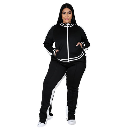 Plus - Size, Sweatshirt und Jogginghose, Set, lässige Baumwolle-1