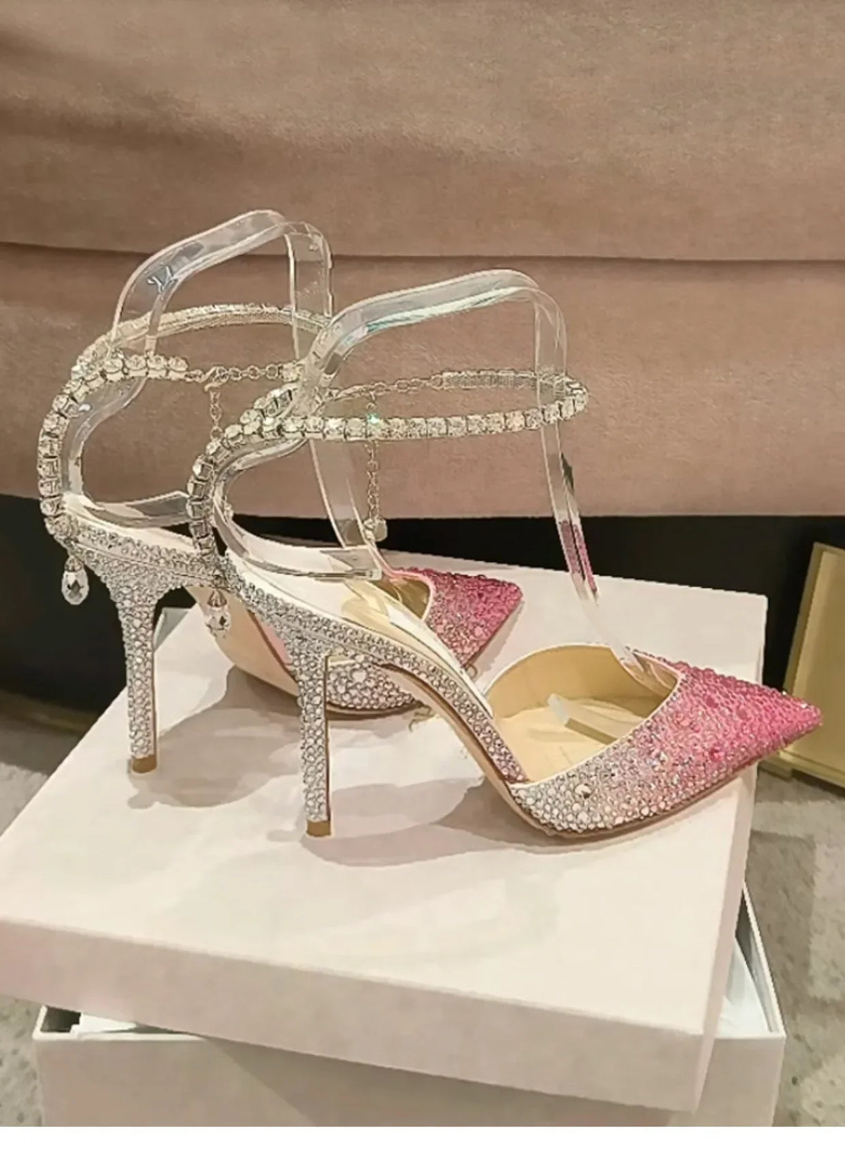 Damen-Mules-Schuhe, hoher Absatz, Baumwolle, handgefertigte Gummisohle-3