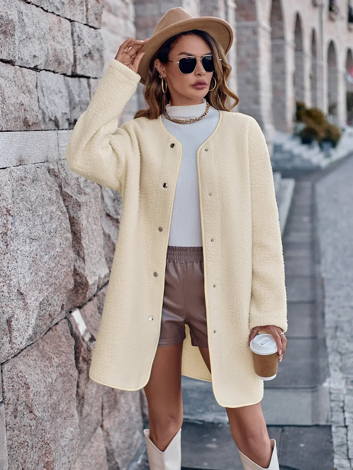 Variant image for Langer Wintermantel Damen Retro-inspiriert hochwertigem Stoff-5