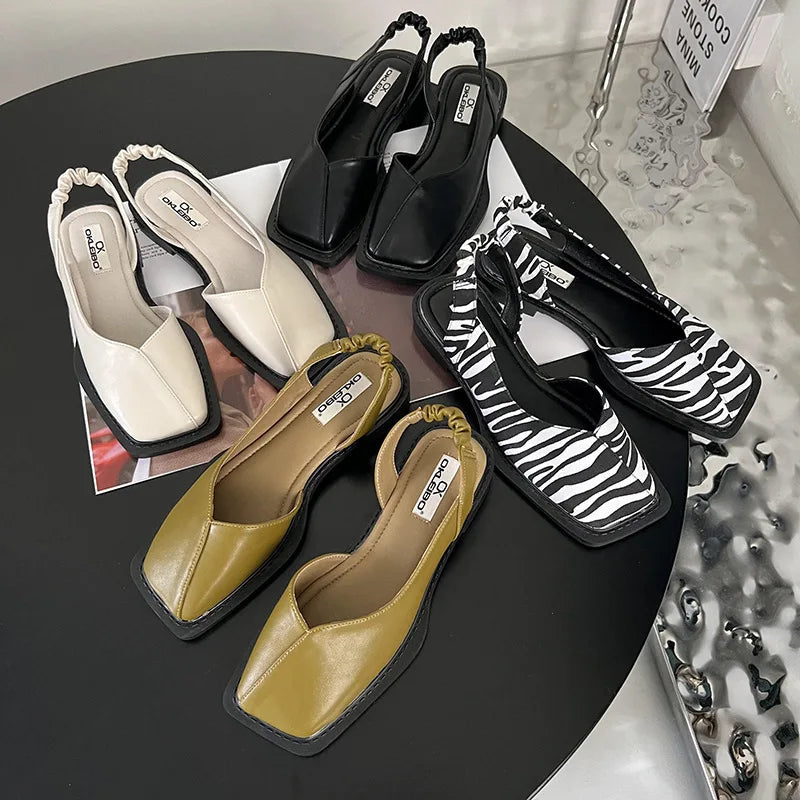 Damen Schuhe Eckiges Offenes Design Synthetikleder-3