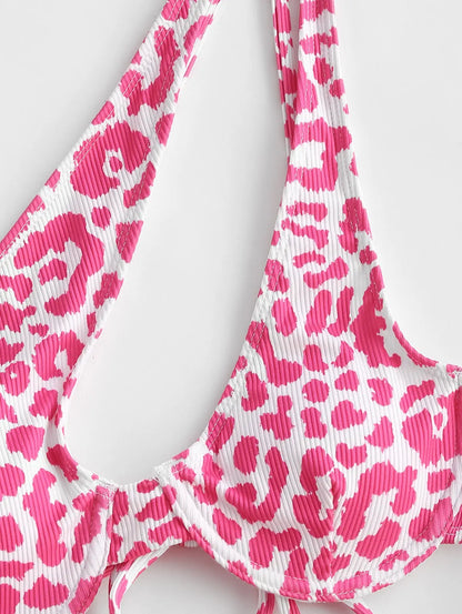 Damen Knöchellanges Kleid Leopardenmuster Polyester-3