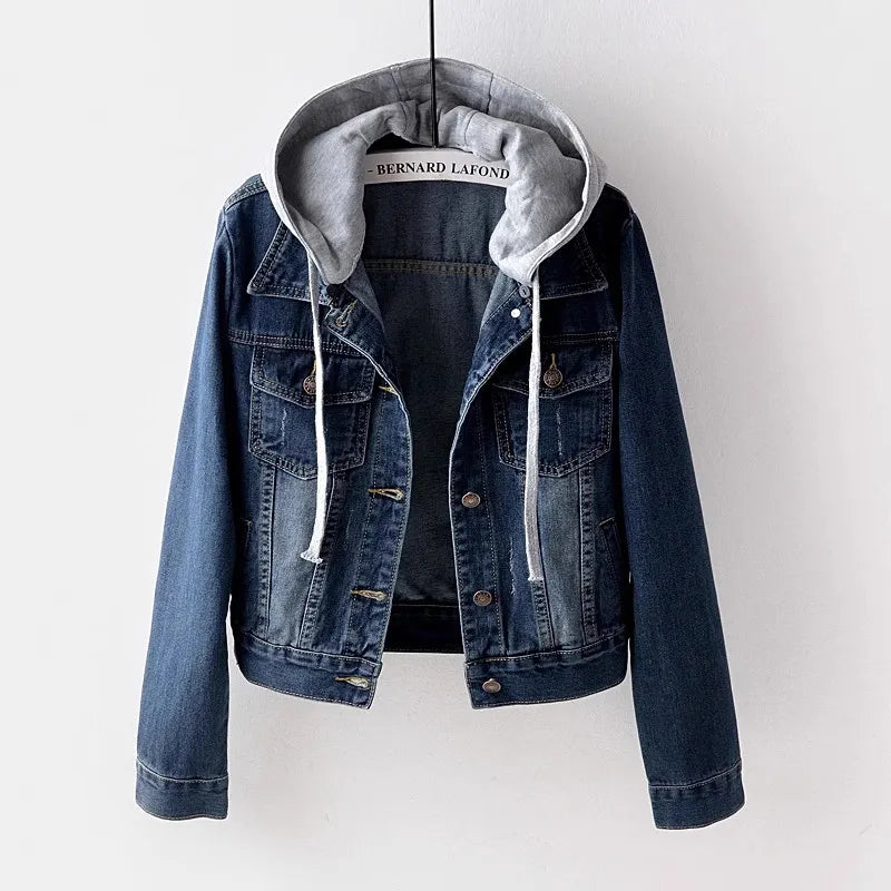 Damenjacke Wasserabweisend Denim Klare Linien Design für Outdoor-4