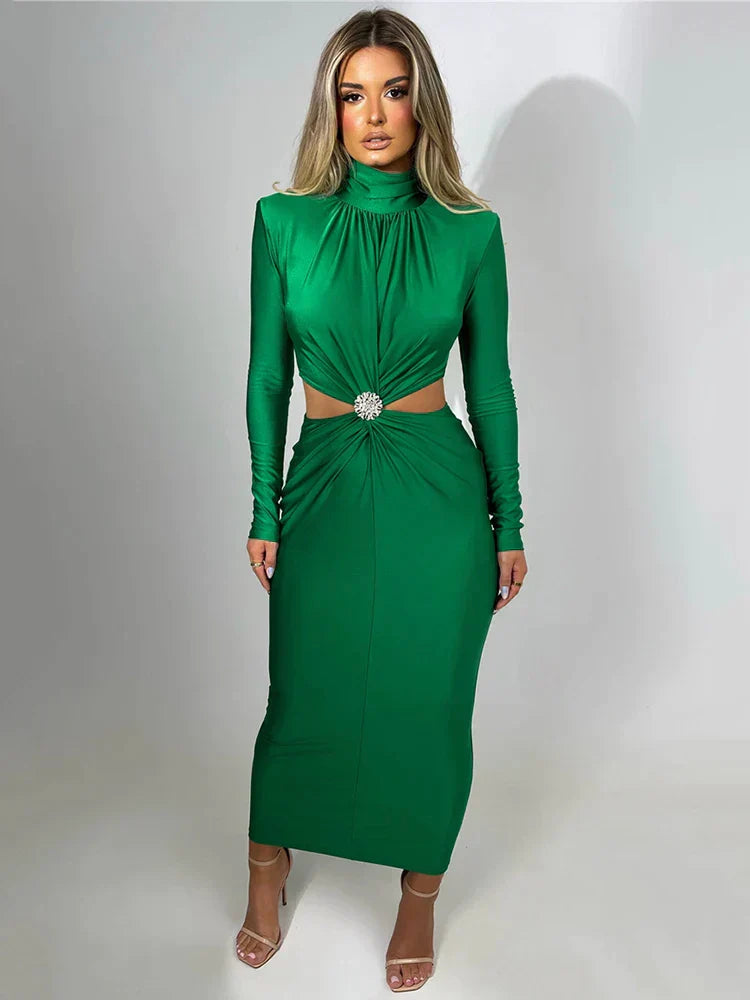 Variant image for Damen-Kleid, lange Ärmel, gemustertes Polyester-1