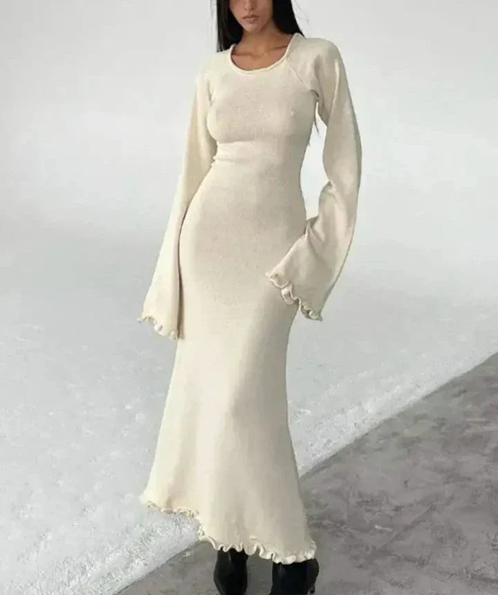Variant image for Maxikleid Damen, Boho, Strick mit Rüschen-9