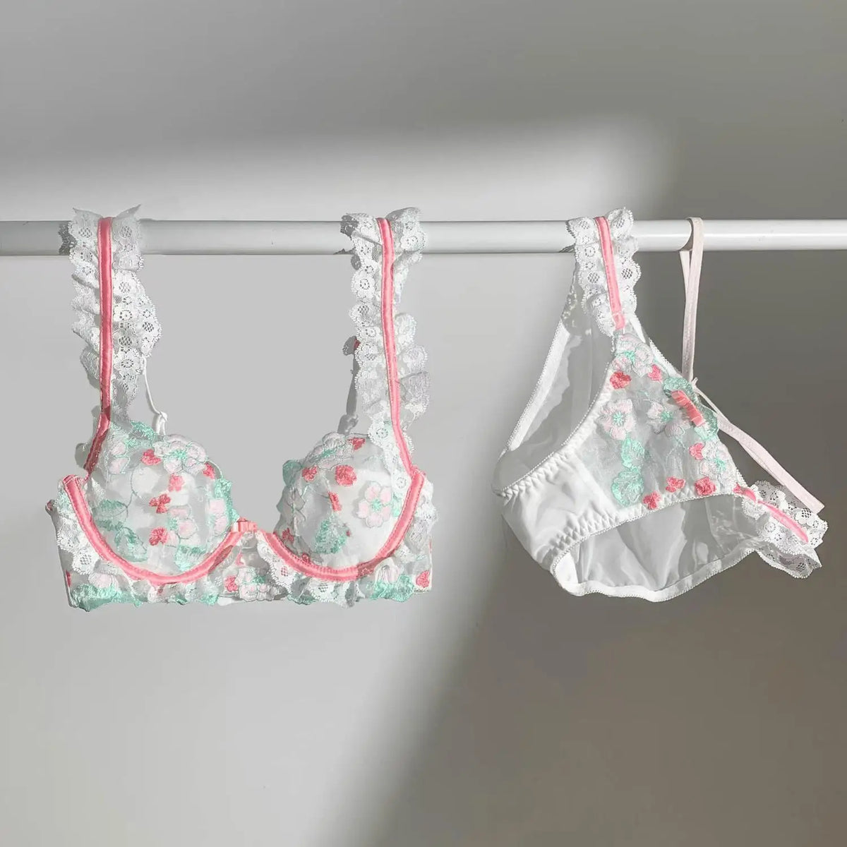 Damen BH Set Geblümte Muster Baumwolle Polyester-3