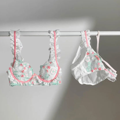 Damen BH Set Geblümte Muster Baumwolle Polyester-3