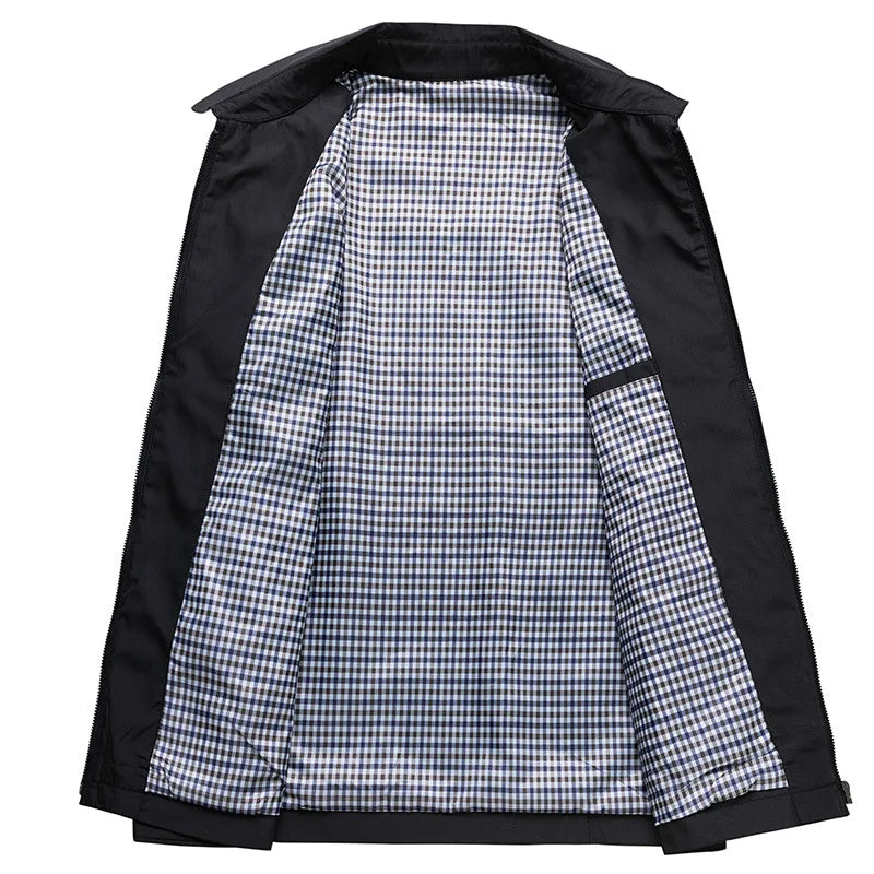 Herrenjacke, klassischer Stil, leichter Stoff, für Herbst- und Frühlingssaison-3