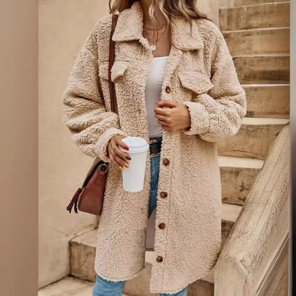 Variantenbild für Damen-Wolljacke, dick, Herbst/Winter, 100 % Wolle, elegantes Design-9